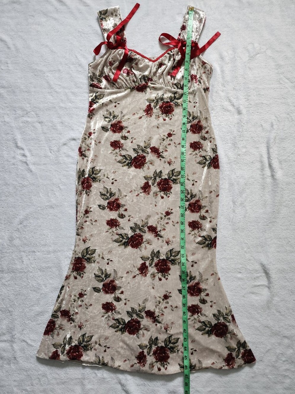 Vintage Like  Romantic Coquette Whimsical  Floral Velvet Maxi Dress ‎ Small - Picture 10 of 11